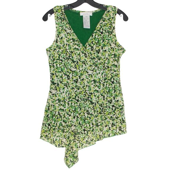 Nine West Vintage Top Y2K Cottage Coquette Retro Preppy Asymmetrical Green Small - Picture 1 of 5